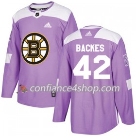 Adidas Maillot de Hockey Boston Bruins David Backes 42 2017-2018 Violet Fights Cancer Practice Authentic - Homme